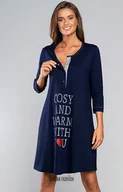 Piżamy damskie - Balsam koszula nocna damska dla Mam rękaw 3/4, Kolor granatowy, Rozmiar S, Italian Fashion - Intymna - miniaturka - grafika 1