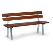 Ławki ogrodowe - Ławka zewnętrzna WOODY z oparciem, ocynkowana, 1500 mm, ciemny mahoń - miniaturka - grafika 1