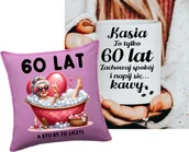 Gadżety dla niej i dla niego - Prezent na 60 urodziny dla kobiety - poduszka 60 LAT oraz kubek z imieniem - miniaturka - grafika 1