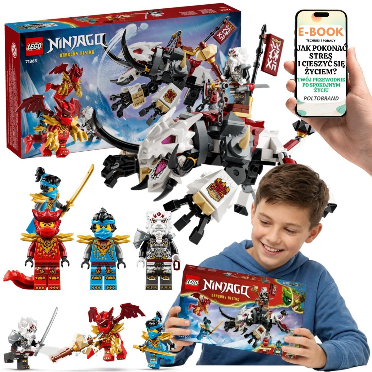 LEGO NINJAGO Zilvar i Grimtak Smok Kai Nya (71863) + E-BOOK-1