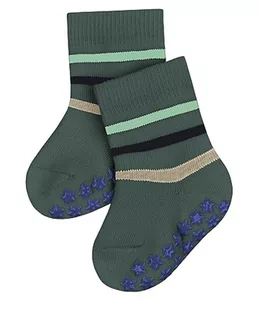 FALKE Uniseks skarpetki dziecięce Multi Stripe bawełniane antypoślizgowe wypustki 1 para, zielone (Dark Jade 7248), 74-80, zielony (Dark Jade 7248) - Skarpetki dla dzieci - miniaturka - grafika 1