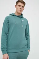 Bluzy męskie - Fila bluza męska kolor zielony z kapturem gładka - miniaturka - grafika 1