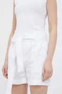 Spodenki damskie - Lauren Ralph Lauren szorty lniane kolor biały gładkie high waist - miniaturka - grafika 1