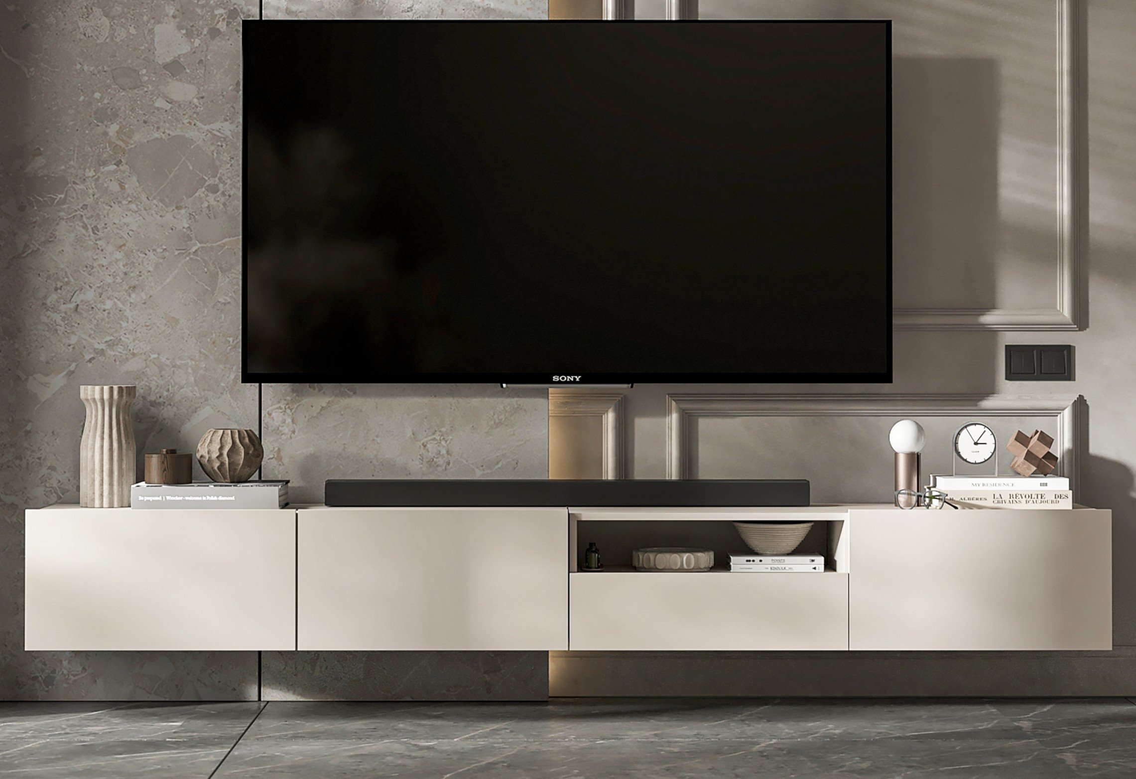 Szafka RTV Loft Industrialna komoda kaszmir mat szuflada 240 cm