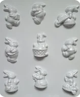 Akcesoria rzeźbiarskie - Forma do odlewów gipsu, zajączki wielkanocne, 9 elementów - miniaturka - grafika 1