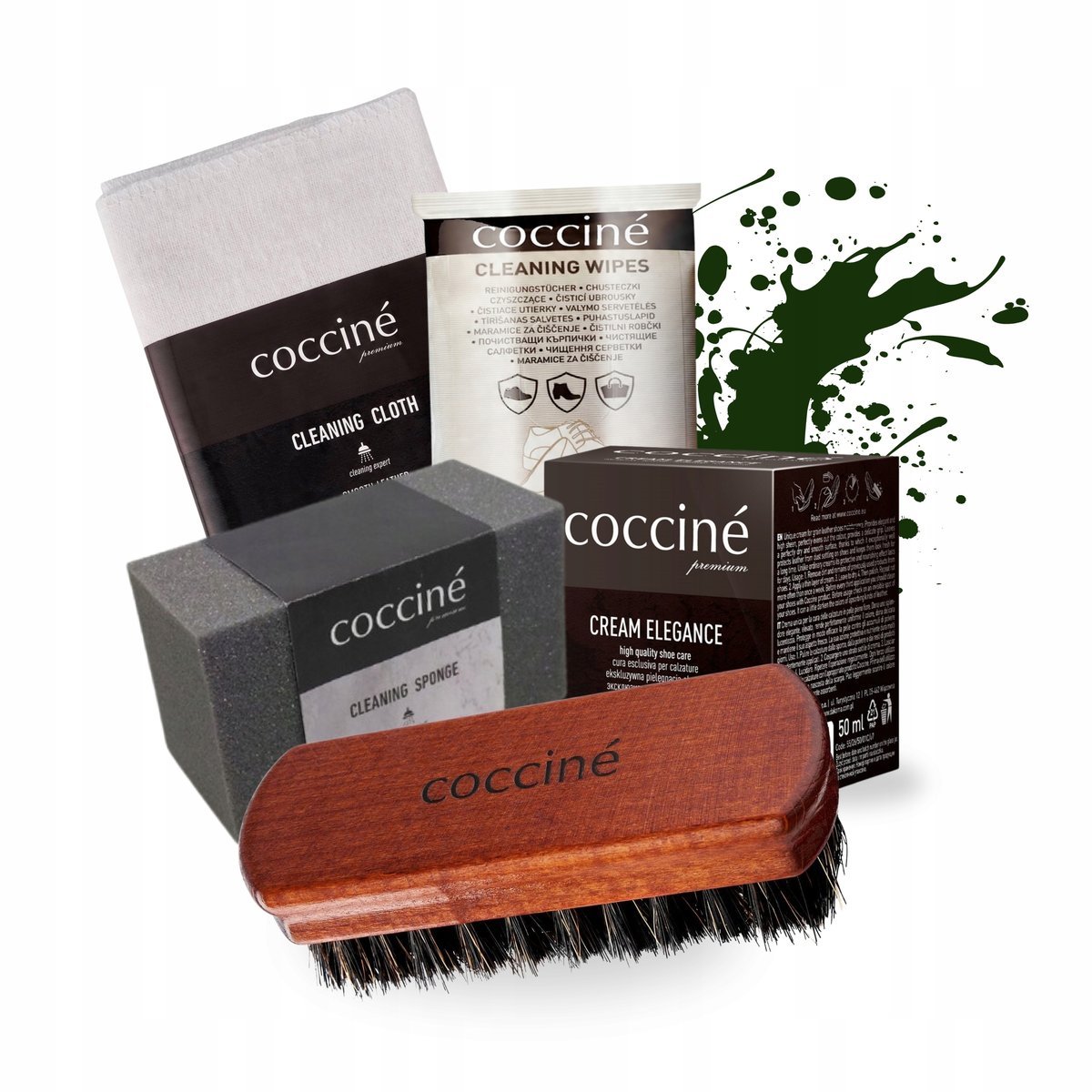 Krem Elegance Zielony z Akcesoriami do Pielęgnacji Butów Coccine Zestaw 5w1