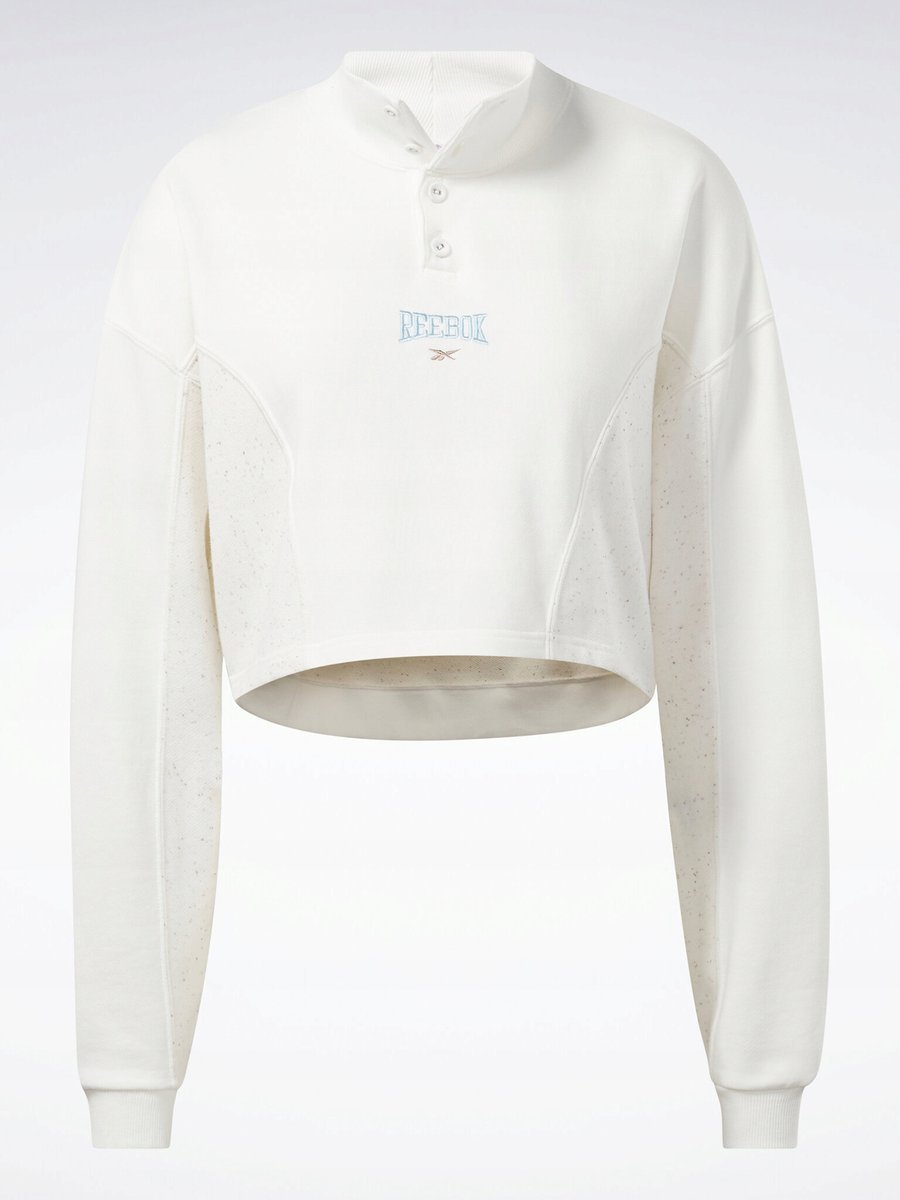 Reebok bluza damska bez kaptura rozmiar M krótka biała logo