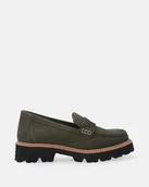 Mokasyny damskie - Zielone mokasyny z nubuku - Venezia - miniaturka - grafika 1