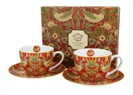 Filiżanki - Duo Gift Filiżanki ze spodkami 280 ml komplet 2 szt. STRAWBERRY THIEF RED William Morris DUG_3289 - miniaturka - grafika 1