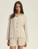 Piżamy damskie - Piżama damska długi rękaw Corenso Esotiq jasny beżowy S - miniaturka - grafika 1