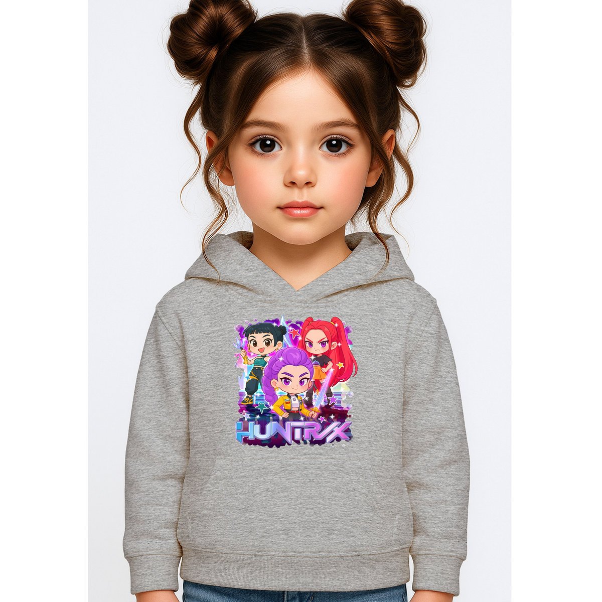 BLUZA DZIECIĘCA KPOP DEMON HUNTERS HUNTRIX 134-140 Z KAPTUREM BAWEŁNIANA