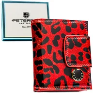 Portfele - Mały portfel damski skórzany PETERSON elegancki na zatrzask i bigiel lakierowany modny prezent ochrona RFID czerwony - miniaturka - grafika 1