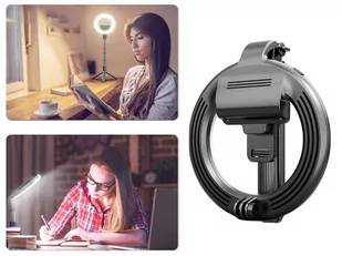 Kijek selfie Lampa led fotograficzna Alogy Ring mała ze statywem kosmetyczna do zdjęć - Selfie stick - miniaturka - grafika 3