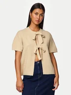 Swetry damskie - Pieces Kardigan 17156681 Beżowy Regular Fit - miniaturka - grafika 1