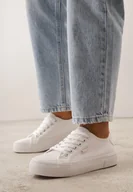 Trampki damskie - Białe Trampki VICES z Napisem Rioselle - miniaturka - grafika 1