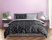 Pościel - FARO Pościel satyna bawełniana premium 220x200+2x70x80 cm Milagro Verde Czarny Szary Geometria - miniaturka - grafika 1