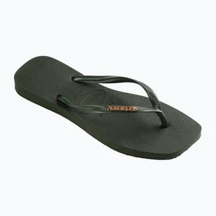 Japonki damskie Havaianas Square Logo Metallic green olive - Klapki i japonki damskie - miniaturka - grafika 1
