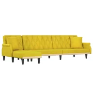 Narożniki - Sofa rozkładana L, żółta, 271x140x70 cm, aksamit - miniaturka - grafika 1