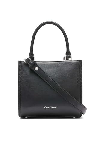 Calvin Klein Damska torba na ramię z 3 Sophia Crossbody z trzema przegródkami, rozmiar uniwersalny, Czarny/srebrny, woskowane tłoczenie PU, jeden rozmiar