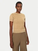 Swetry damskie - BOSS Sweter 50542290 Beżowy Regular Fit - miniaturka - grafika 1