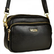 Torebki damskie - VEZZE mała skórzana listonoszka czarna - miniaturka - grafika 1