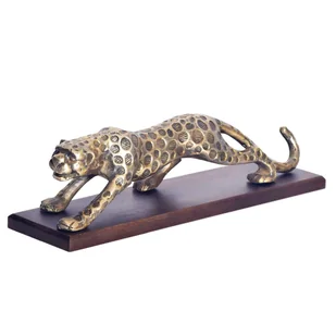 Figura Dekoracyjna Pantera Złota Aluminium 63 cm Podstawa Drewno - Figurki dekoracyjne Figura Dekoracyjna Pantera Złota Aluminium 63 cm Podstawa Drewno - Figurki dekoracyjne - miniaturka - grafika 1
