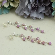 Kolczyki - Fosfosyderyt i srebro 925 - długie fioletowe kolczyki gronka - miniaturka - grafika 1