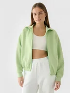 Bluzy sportowe damskie - Damska bluza rozpinana bez kaptura 4F 4FRAW24TSWSF1789 - zielona - miniaturka - grafika 1