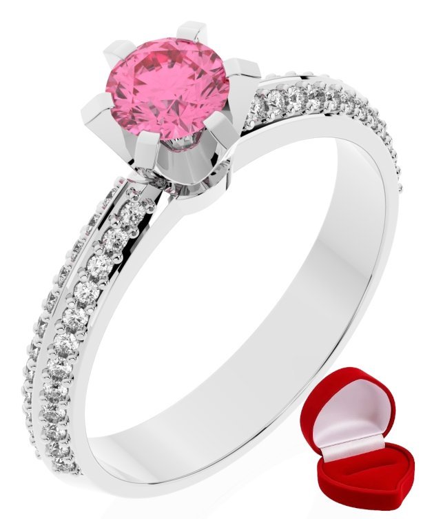 ZŁOTY PIERŚCIONEK ZARĘCZYNOWY 585 14k SZAFIR 0,30 ct BIAŁE ZŁOTO R9