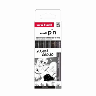Cienkopis kreślarski PIN 200 Manga Shojo dwa kolory różne grubości 5 szt. - UNI - Cienkopisy - miniaturka - grafika 1
