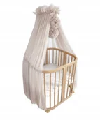 Pościel dla dzieci - Baldachim z pomponami do łóżeczka "Tiul beżowy" - miniaturka - grafika 1