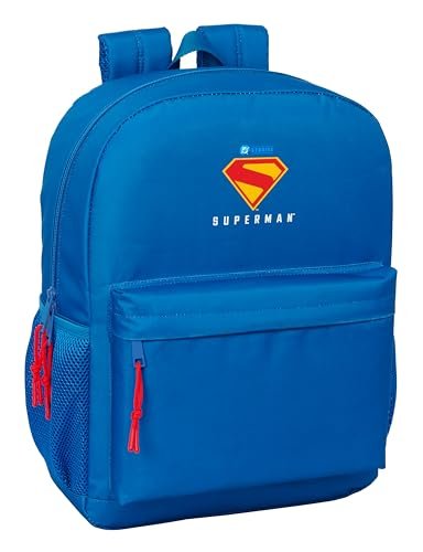 Safta SUPERMAN Plecak szkolny, dostosowany do wózka, idealny dla dzieci w różnym wieku, wygodny i wszechstronny, jakość i wytrzymałość, 32 x 14 x 43 cm, Niebieski, M, Casual