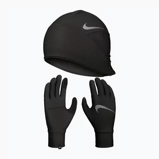 Czapki i chusty sportowe damskie - Zestaw czapka + rękawiczki damskie Nike Essential Running czarny NI-N.100.0595.082-M/L | WYSYŁKA W 24H | 30 DNI NA ZWROT - grafika 1