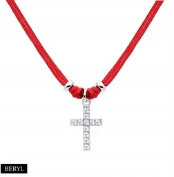 Naszyjnik CHOKER SREBRO 925 krzyżyk cyrkonie - Biżuteria religijna - miniaturka - grafika 1