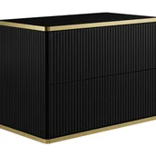 Szafki łazienkowe - Szafka łazienkowa pod umywalkę ryflowana ze złotą listwą - Czarny - szer. 80 cm - KELIZA - miniaturka - grafika 1