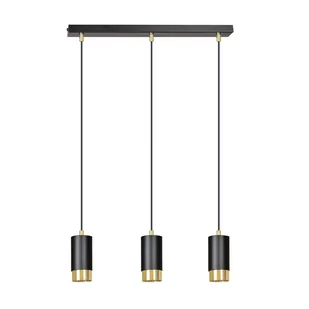 Emibig Lighting czarno-złota lampa wisząca potrójny żyrandol FUMIKO 3 BLACK 817/3 lampa sufitowa nad stół do jadalni czarne klosze złote elementy 817/3 BLACK - Lampy sufitowe - miniaturka - grafika 1