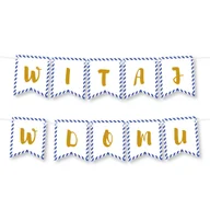 Dekoracje sali - BANER napis Witaj w Domu - Granatowa Girlanda - miniaturka - grafika 1