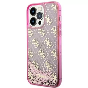 Guess GUHCP14LLC4PSGP iPhone 14 Pro 6.1" różowy/pink hardcase Liquid Glitter 4G Transculent - Etui i futerały do telefonów - miniaturka - grafika 2