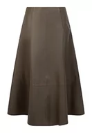 Spódnice - faina Spódnica skórzana damska, kolor taupe, XS, brązowy (taupe), XS - miniaturka - grafika 1