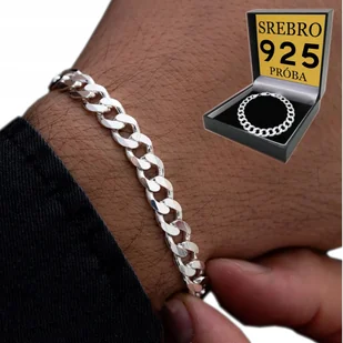 Gruba Bransoletka Srebrna Pancerka Męska 6Mm/20Cm Diamentowana Srebro 925 - Bransolety męskie - miniaturka - grafika 1