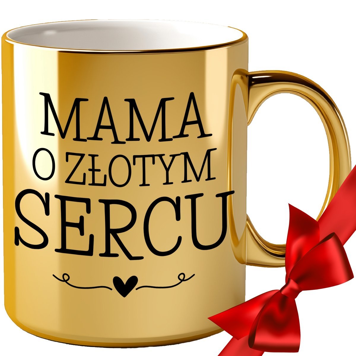 KUBEK DLA MAMY PREZENT NA DZIEŃ MATKI O ZŁOTYM SERCU ZŁOTE SERCE 330ml