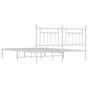 Metalowa rama łóżka z wezgłowiem, biała, 160x200 cm Lumarko! - Inne meble do sypialni - miniaturka - grafika 9