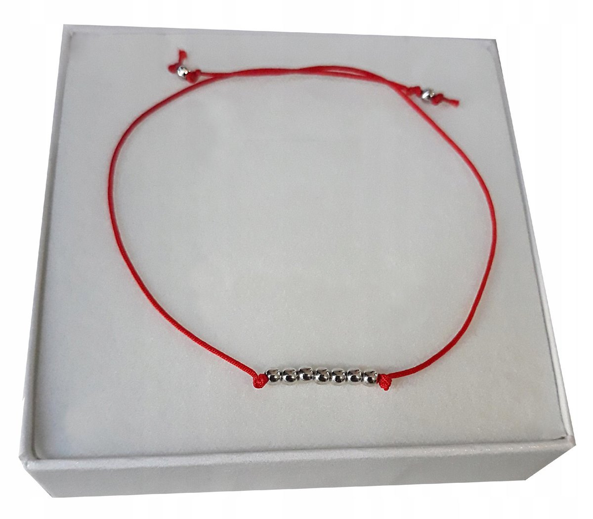 Bransoletka czerwona na szczęście SREBRO 925