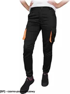 Odzież robocza - R.E.I.S. FRAU-JOG-T - Elastyczne spodnie ochronne do pasa FRAU-JOG, damskie 62% poliester, 35% bawełna, 3% elastan 240 g/m2 - czarno-pomarańczowy- 38 - miniaturka - grafika 1