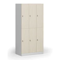 Szafki biurowe - Szafka skrytkowa, 6 schowków, 1850 x 900 x 500 mm, zamek obrotowy, drzwi laminowane, brzoza - miniaturka - grafika 1
