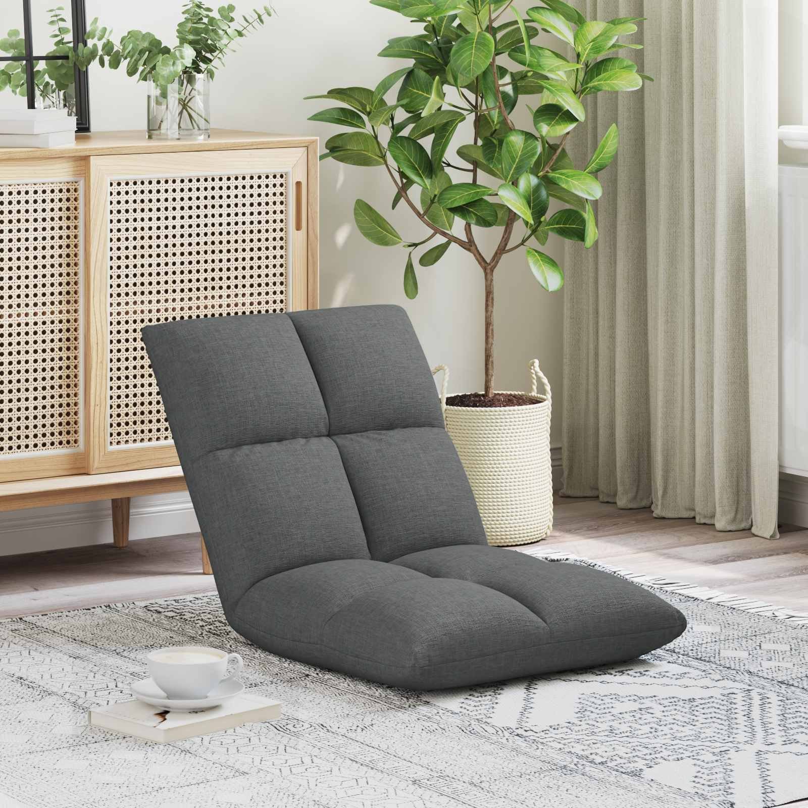 vidaXL vidaXL Krzesło na podłogę Ciemnoszary 50 x 61 x 57 cm tkanina