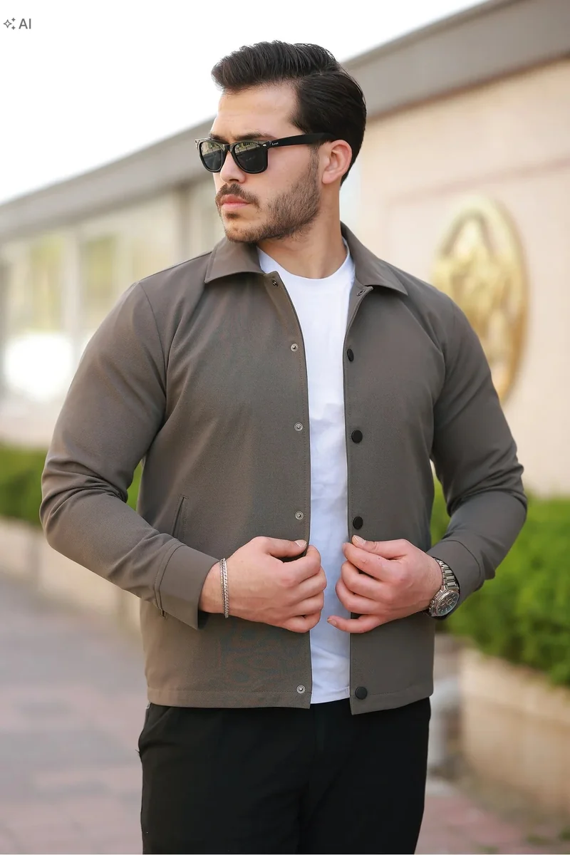 MĘSKA KURTKA GŁADKA Z MATOWEJ TKANINY ELEGANCKA XL 5IA