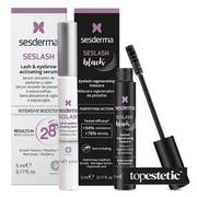 Palety i zestawy do makijażu - Sesderma Seslash + Seslash Black ZESTAW Serum aktywujące wzrost rzęs i brwi 5 ml + Regenerujący tusz do rzęs 5 ml - miniaturka - grafika 1