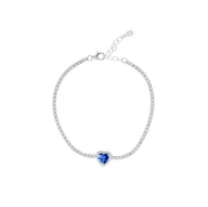 Bransoletki - Srebrna bransoletka 925 Niebieskie Serce - miniaturka - grafika 1