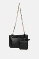 Torebki damskie - Podwójna listonoszka Nobo z portmonetką czarna - miniaturka - grafika 1